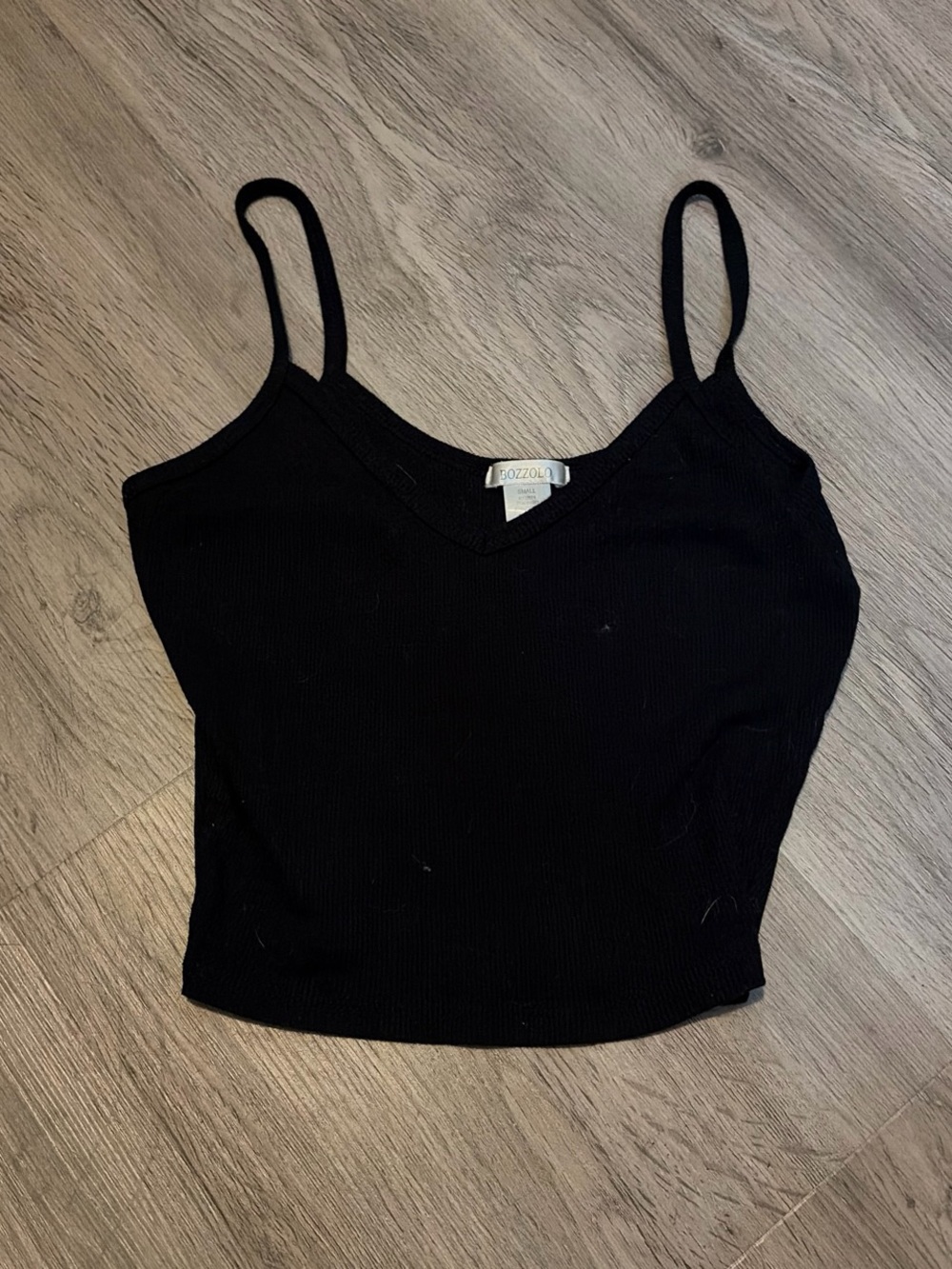 Bozzolo Black Ribbed V-Neck Camisole